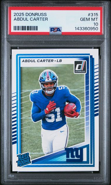 Graded 2025 Panini Donruss Abdul Carter #315 Rookie RC Football Card PSA 10 Gem Mint