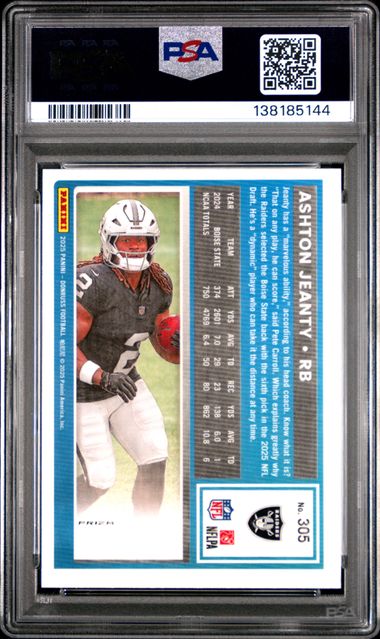 Graded 2025 Panini Donruss Ashton Jeanty #305 Optic Preview Red Pandora Rookie RC Football Card PSA 10 Gem Mint - Golden Apple Comics