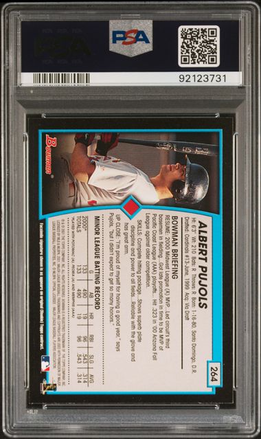 Graded 2001 Bowman Gold Albert Pujols #264 Rookie RC Baseball Card PSA 9 Mint