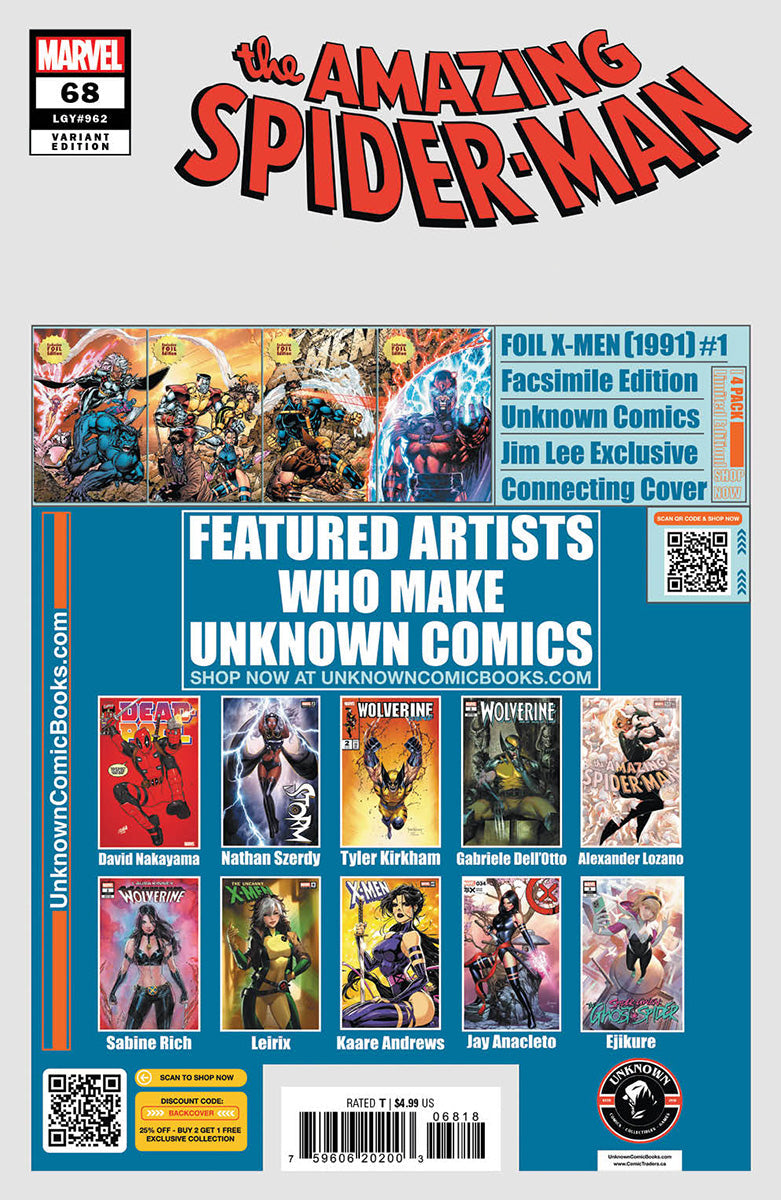 [2 PACK] Amazing Spider-Man #68 Unknown Comics Exclusive Mateus Manhanini Var (02/26/2025)