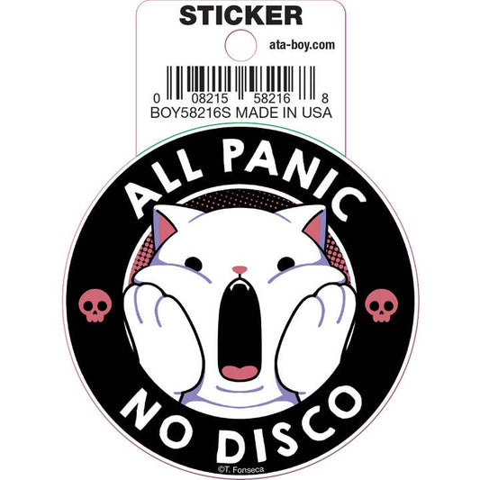 Tobe Fonseca: All Panic No Disco Cat Die Cut Vinyl Sticker - 3"