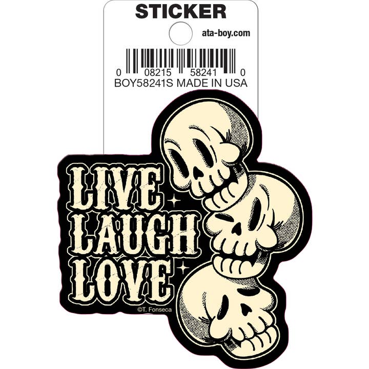 Tobe Fonseca: Live Laugh Love Die Cut Vinyl Sticker - 3"