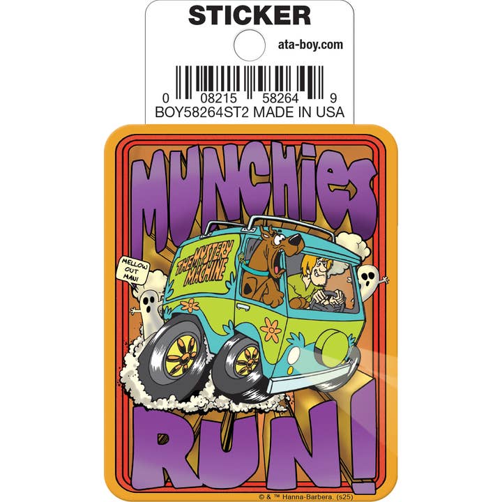 Ata-Boy Stickers: Die Cut Vinyl Sticker - 3" - Scooby Doo - Munchies Run