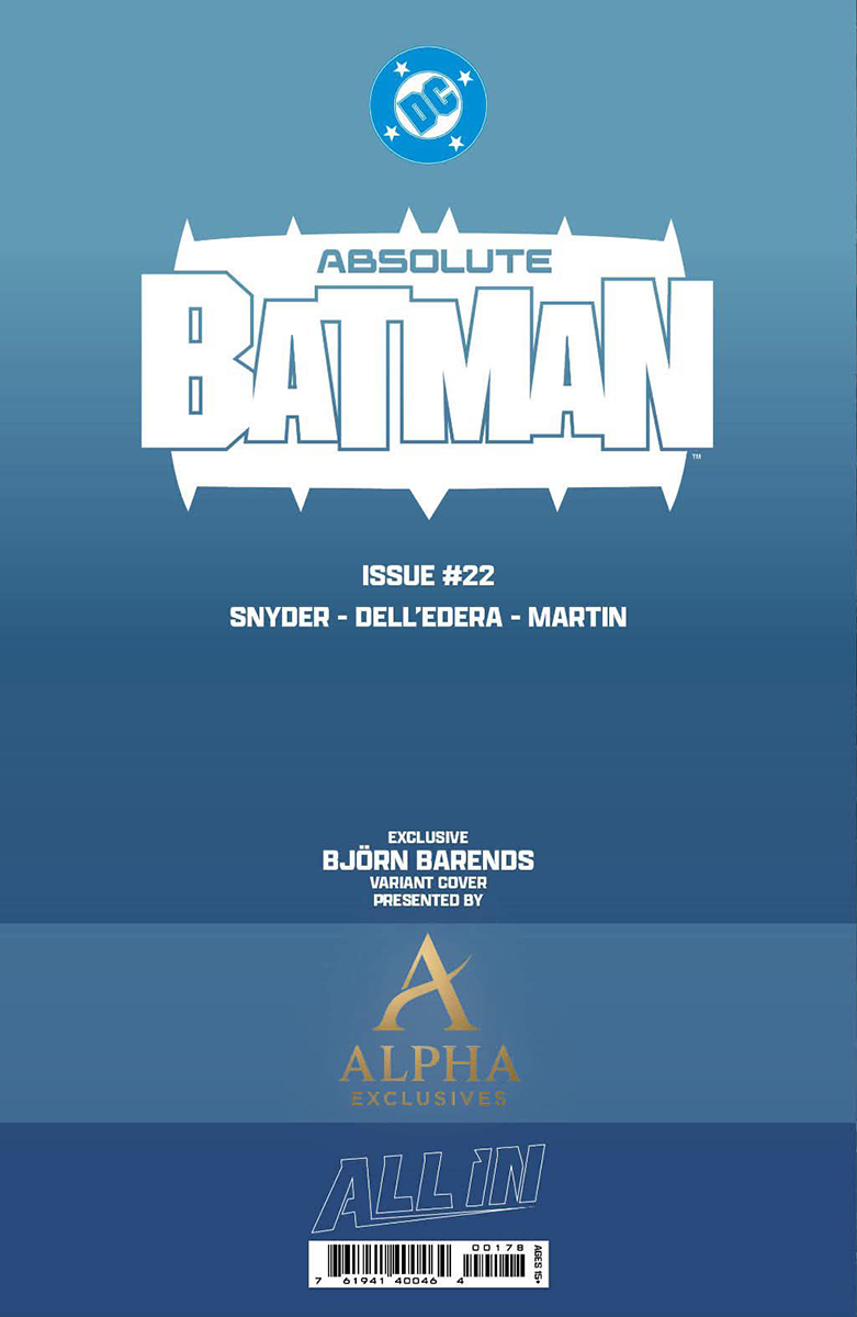 [FOIL] ABSOLUTE BATMAN #22 BJORN BARENDS EXCLUSIVE VIRGIN VAR (07/08/2026)