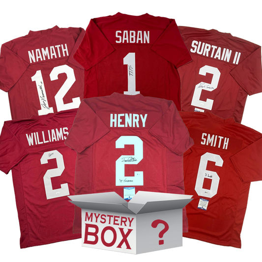 Autographed/Signed Alabama University College Football Jersey Mystery Box with PSA JSA or Beckett COA