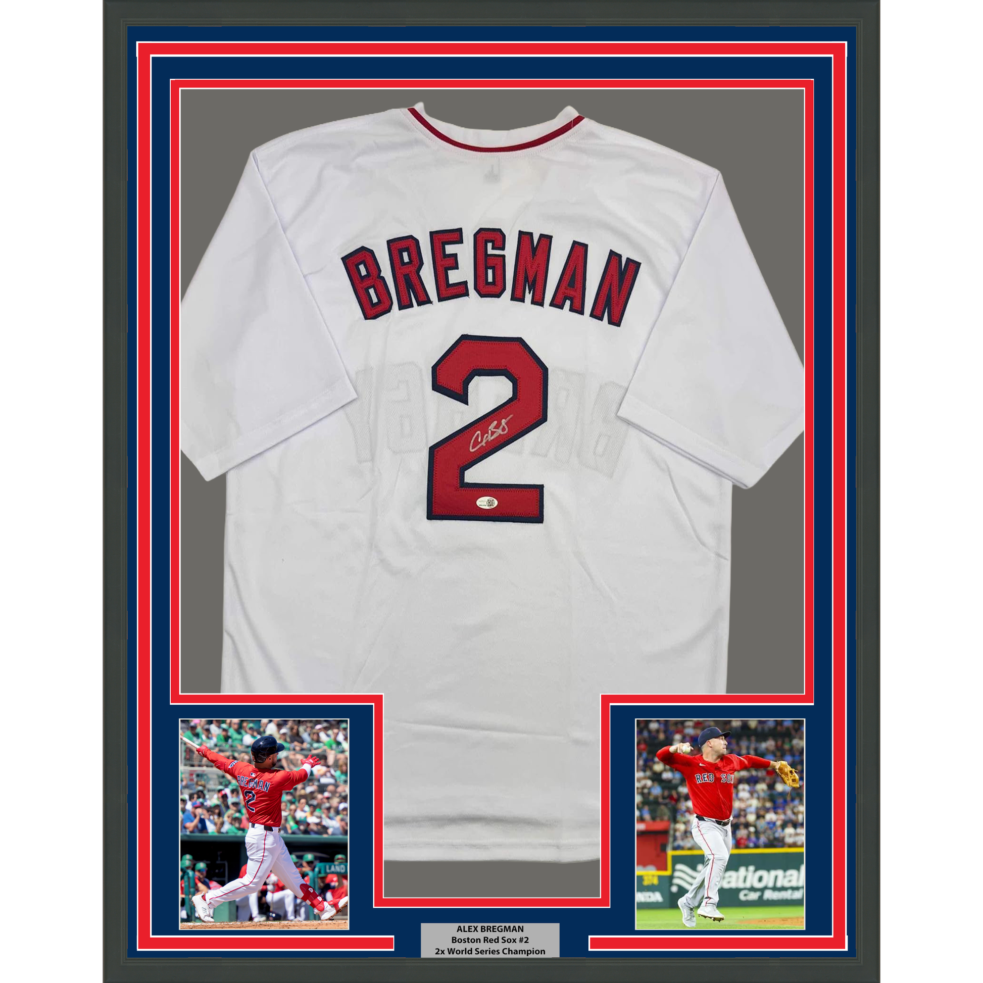 Framed Autographed/Signed Alex Bregman 35x39 Boston White Baseball Jersey JSA COA - Golden Apple Comics