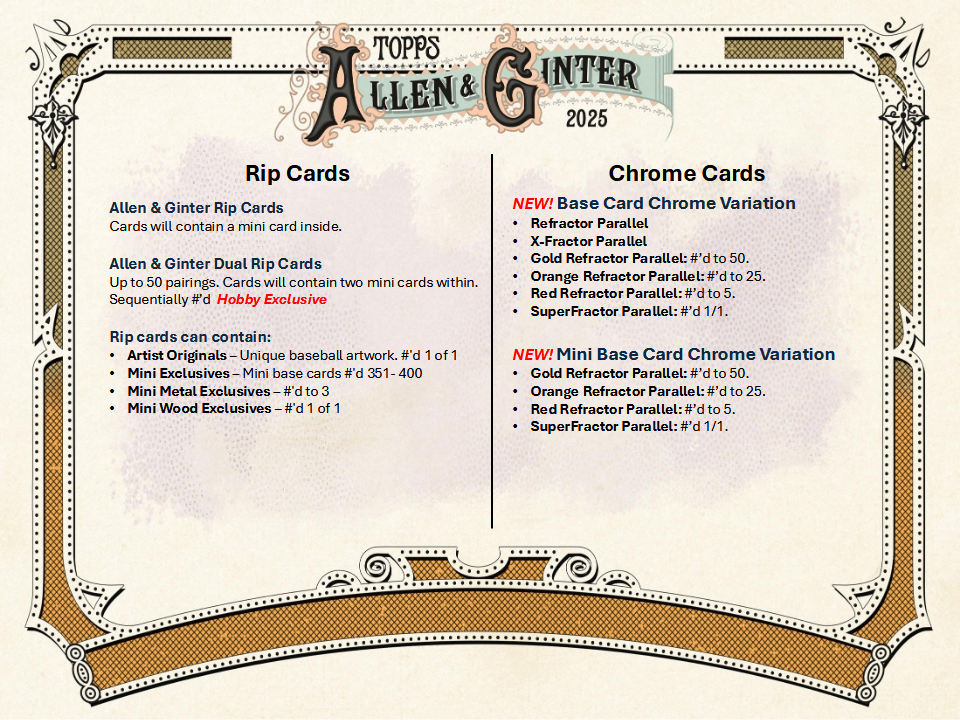 Allen & Ginter Baseball Topps 2025 Hobby Box - 24 Packs (12/10/2025)