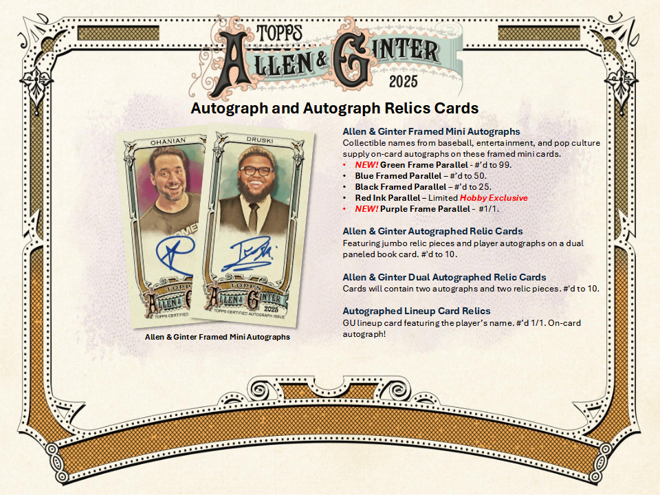 Allen & Ginter Baseball Topps 2025 Hobby Box - 24 Packs (12/10/2025)