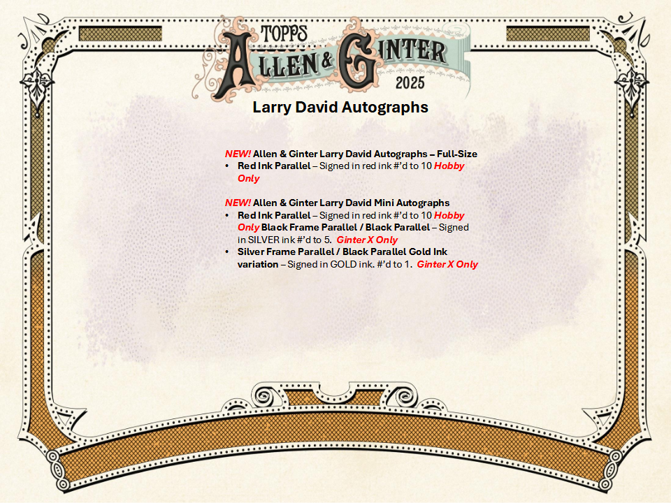 Allen & Ginter Baseball Topps 2025 Hobby Box - 24 Packs (12/10/2025)