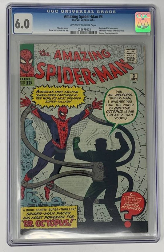 Amazing Spider-Man #3 Marvel 1963 CGC 6.0 Stan Lee Steve Ditko 1st Doctor Octopus