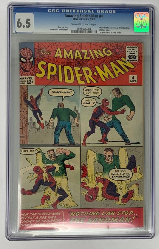 Amazing Spider-Man #4 Marvel 1963 CGC 6.5 Stan Lee Steve Ditko 1st Sandman