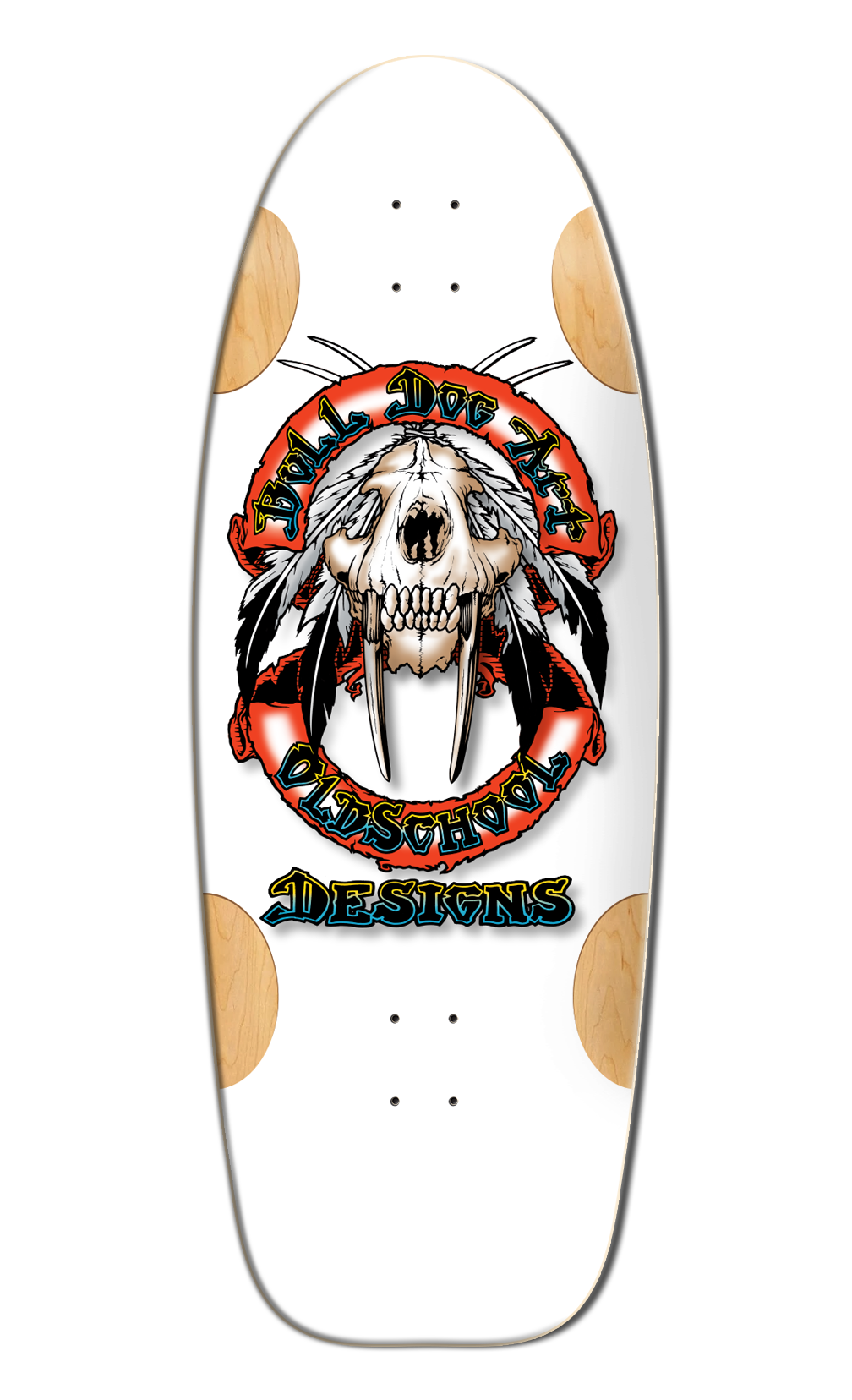 **Pre-Order** BullDog Designs "Sabertooth" 11.875" White Formica Skateboard Deck