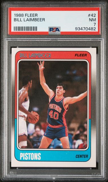Graded 1988 Fleer Bill Laimbeer #42 Basketball Card PSA 7 Near Mint