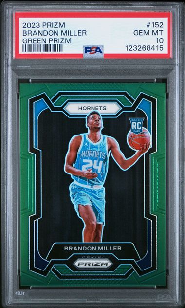 Graded 2023 Panini Prizm Brandon Miller #152 Green Prizm Rookie RC Basketball Card PSA 10 Gem Mint