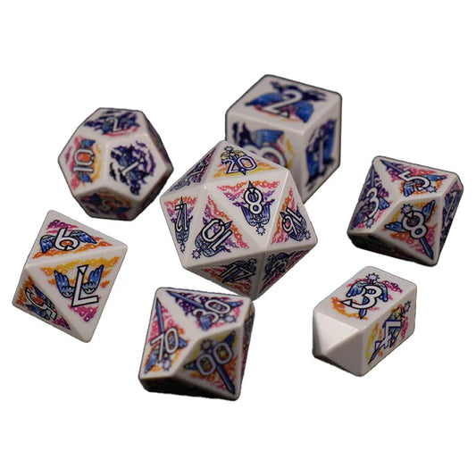 7 Piece Polyhedral Dice Set: Celestial Dawn - Golden Apple Comics