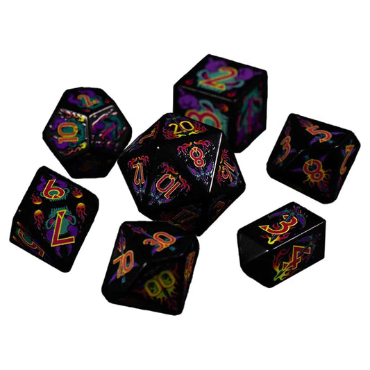 7 Piece Polyhedral Dice Set: Infernal Might - Golden Apple Comics