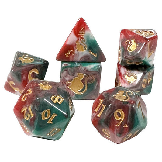 7-Set Polyhedral Dice - Kitty Clacks: Lucky