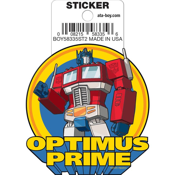 Transformers: Optimus Prime On Blue Die Cut Vinyl Sticker - 3"