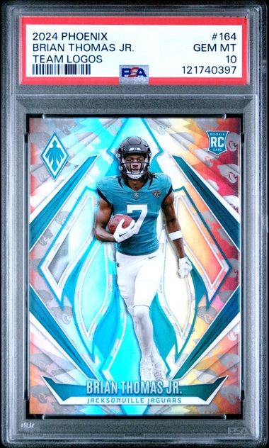 Graded 2024 Panini Phoenix Brian Thomas Jr #164 /299 Team Logos Rookie RC Football Card PSA 10 Gem Mint