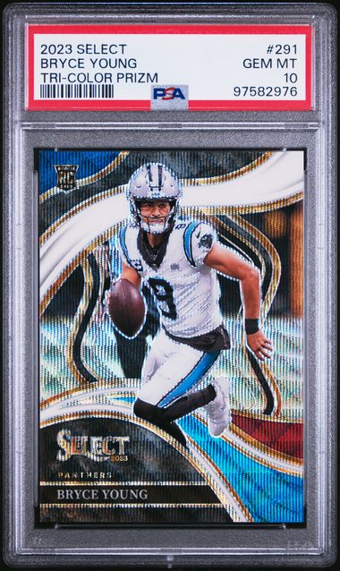 Graded 2023 Panini Select Bryce Young #291 /149 Tri Color Prizm Rookie RC Football Card PSA 10 Gem Mint