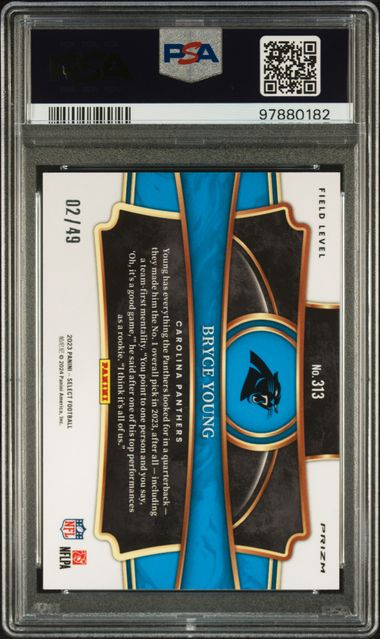 Graded 2023 Panini Select Bryce Young #313 /49 Blue Prizm Rookie RC Football Card PSA 10 Gem Mint - Golden Apple Comics