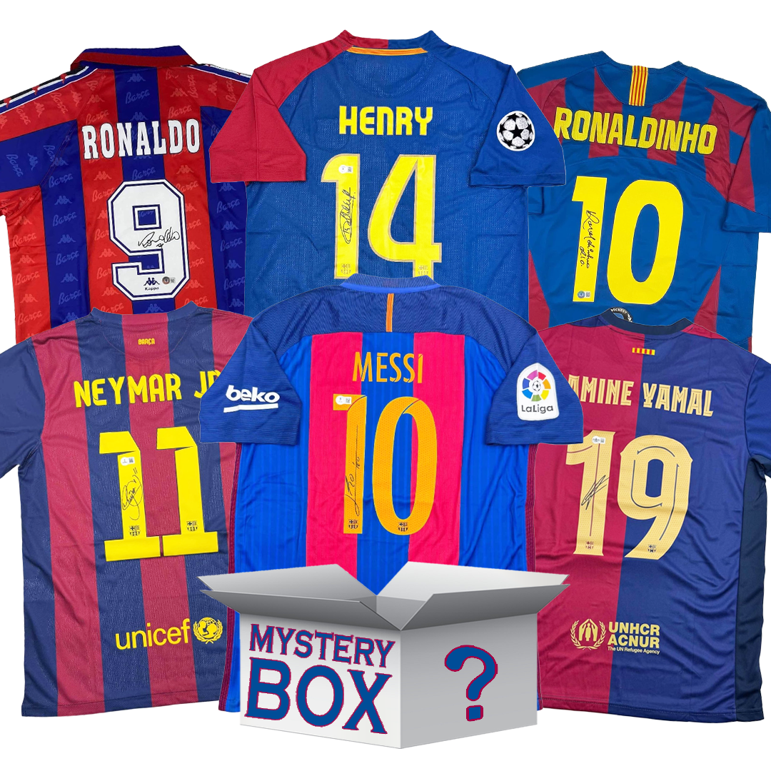 FC Barcelona Autographed/Signed Soccer Jersey Mystery Box with PSA JSA or Beckett COA