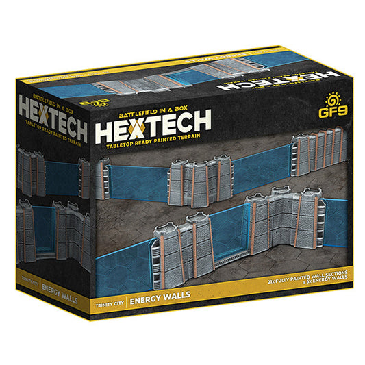 Battlefield in a Box: HexTech - Trinity City - Energy Walls (Grey/Blue)