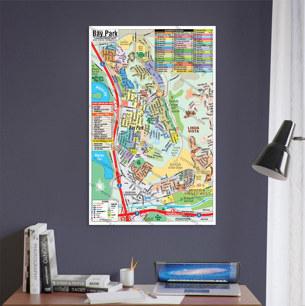 Bay Park Map, San Diego, CA - POSTER PRINTS