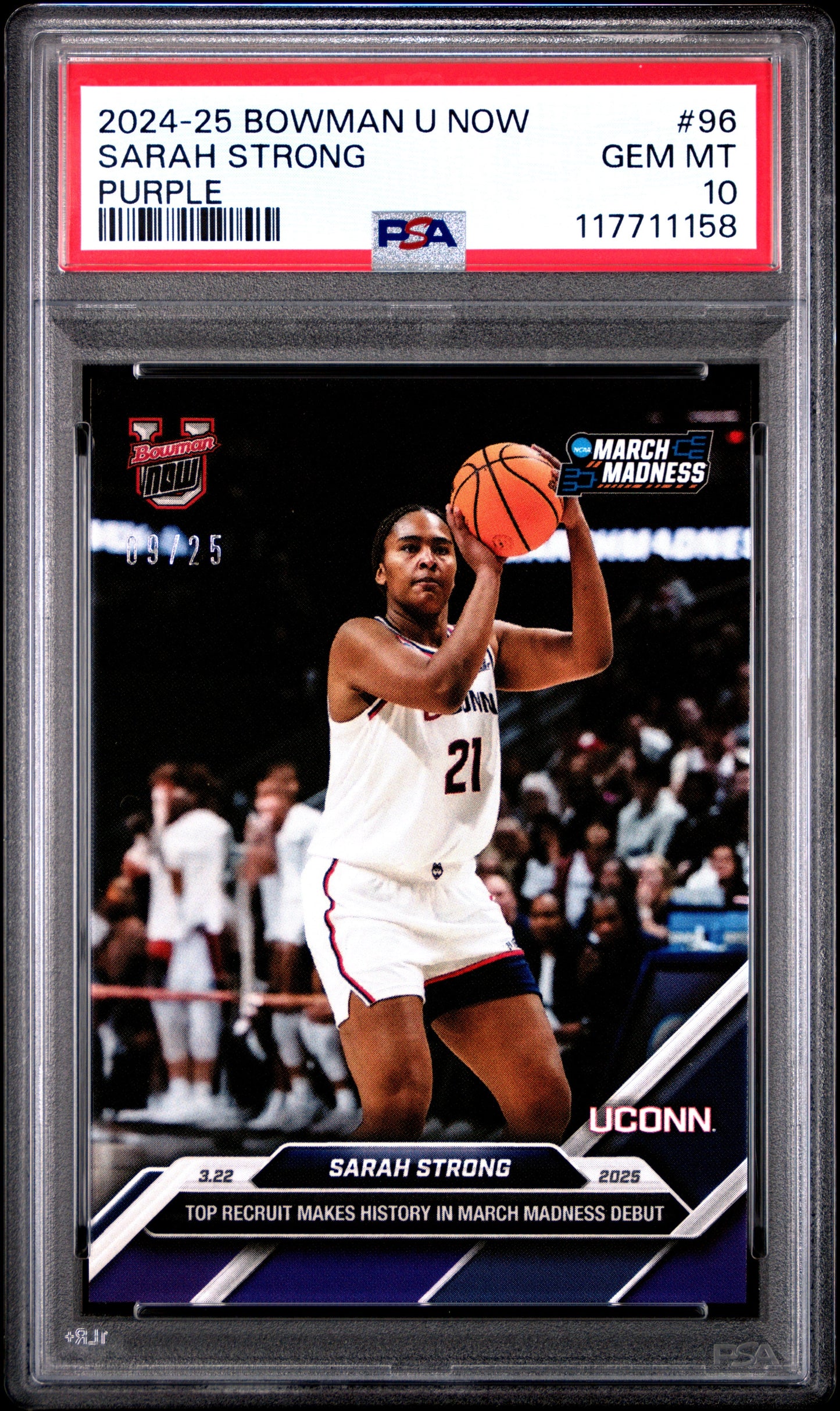 Graded 2024 Topps Bowman U Now Sarah Strong #96 Purple /25 Rookie RC Basketball Card PSA 10 Gem Mint