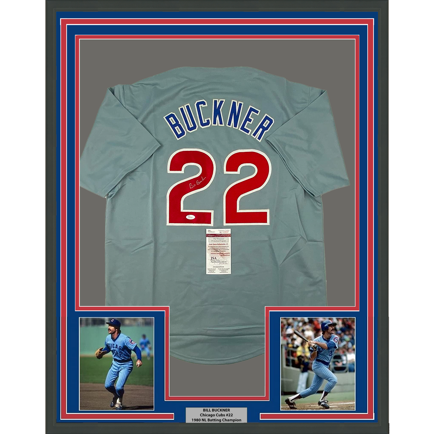 Framed Autographed/Signed Bill Buckner 35x39 Chicago Grey Baseball Jersey JSA COA - Golden Apple Comics