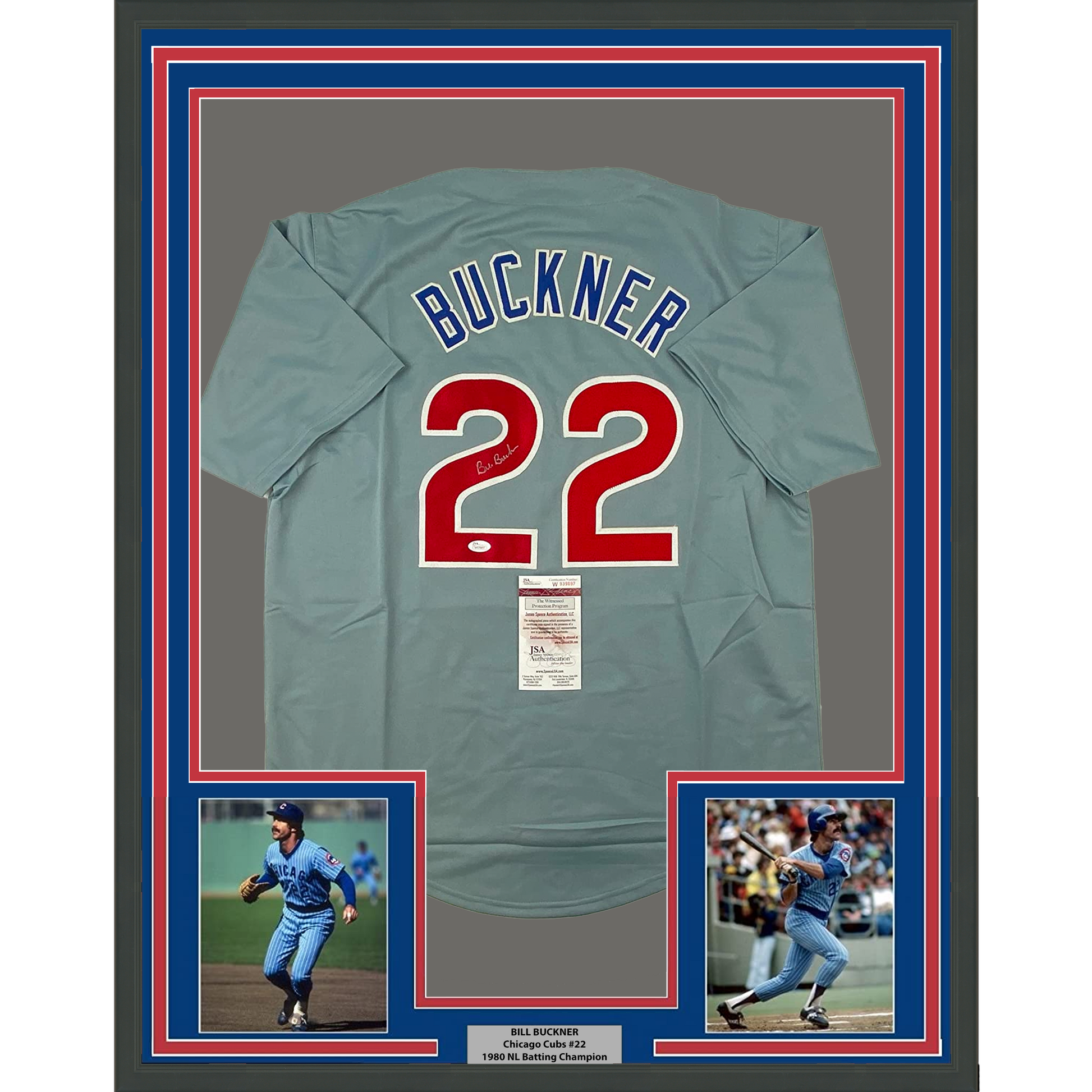 Framed Autographed/Signed Bill Buckner 35x39 Chicago Grey Baseball Jersey JSA COA - Golden Apple Comics