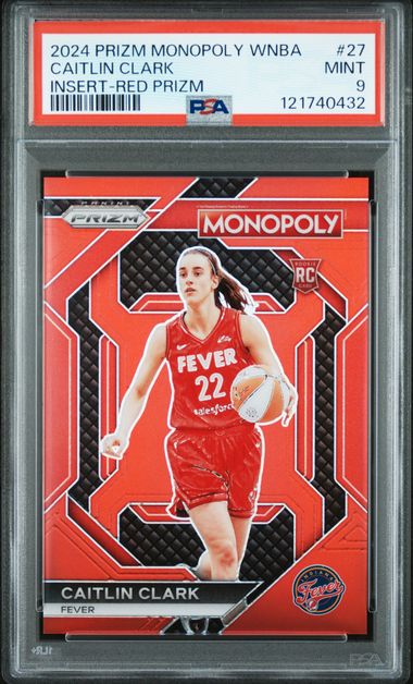 Graded 2024 Panini Prizm Monopoly WNBA Caitlin Clark #27 /99 Red Prizm Rookie RC Basketball Card PSA 9 Mint