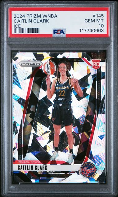 Graded 2024 Panini Prizm Caitlin Clark #145 Ice Rookie RC Basketball Card PSA 10 Gem Mint