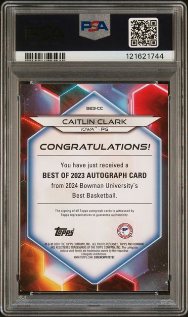 Graded 2023 Bowman U Best Caitlin Clark #B23CC /125 Best of 2023 Autograph Rookie RC Basketball Card PSA 10 Auto