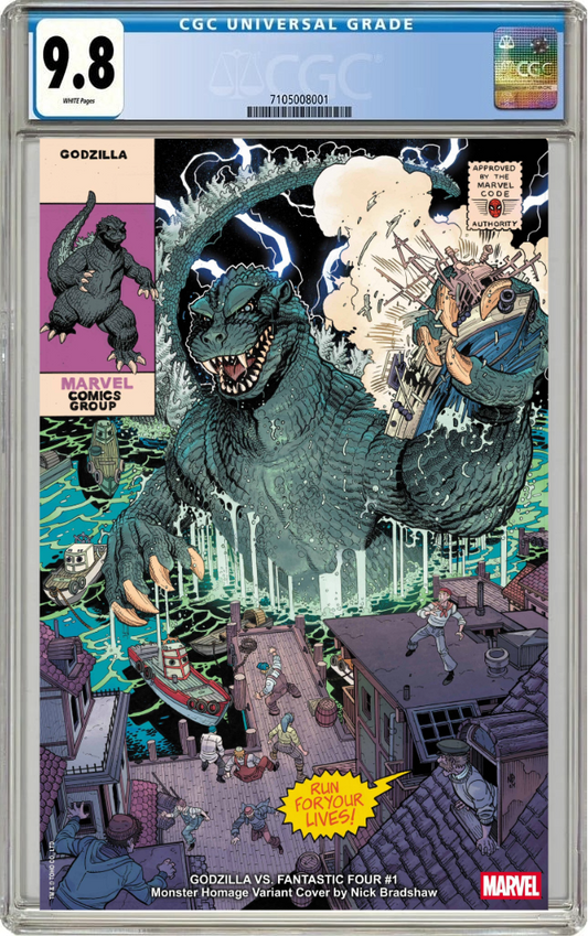 Godzilla Vs. Fantastic Four #1 E Nick Bradshaw Monster Homage Variant (03/19/2025) Marvel CGC 9.8