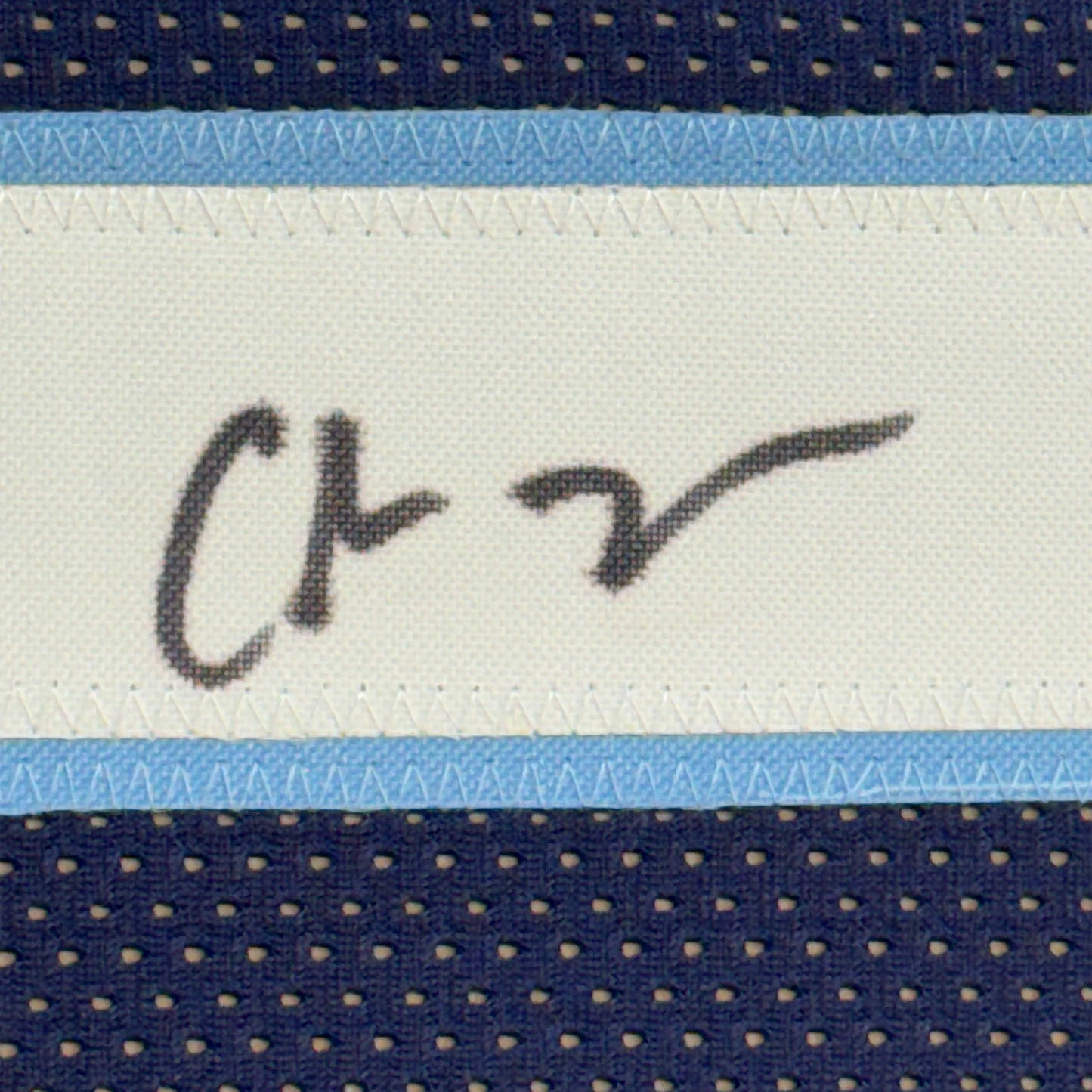 Framed Autographed/Signed Chris Johnson 35x39 Tennessee Dark Blue Football Jersey JSA COA