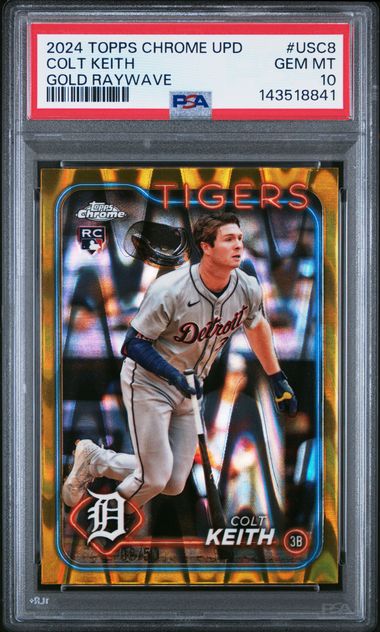 Graded 2024 Topps Chrome Update Colt Keith #USC8 Gold Raywave #/50 Rookie RC Baseball Card PSA 10 Gem Mint
