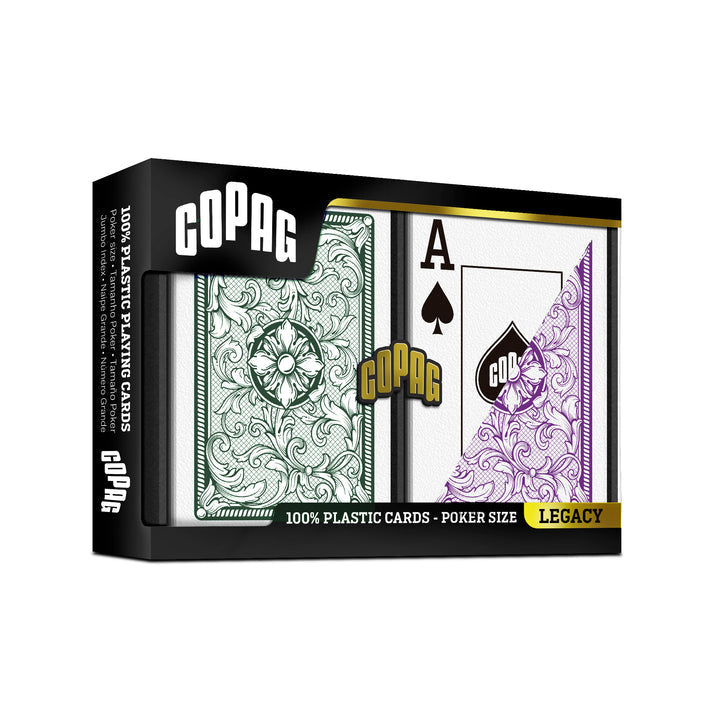 COPAG Playing Cards: Double Deck Set - Legacy - Green/Purple - Poker Size - Jumbo Index (2)