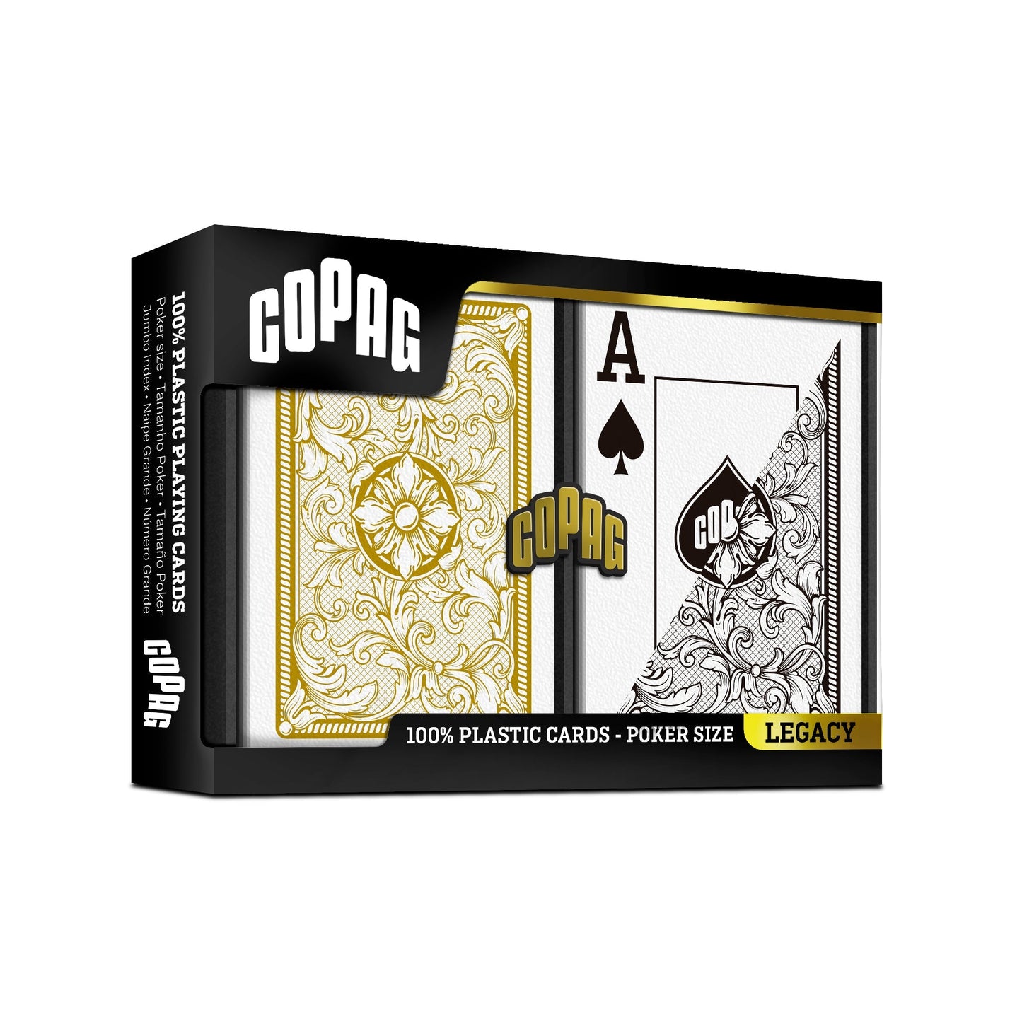 COPAG Playing Cards: Double Deck Set - Legacy - Black/Gold - Poker Size - Jumbo Index (2)