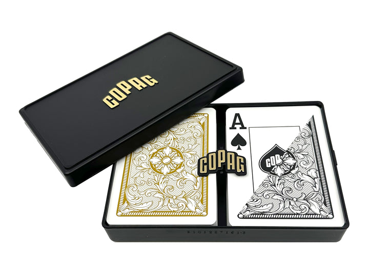 COPAG Playing Cards: Double Deck Set - Legacy - Black/Gold - Poker Size - Jumbo Index (2)