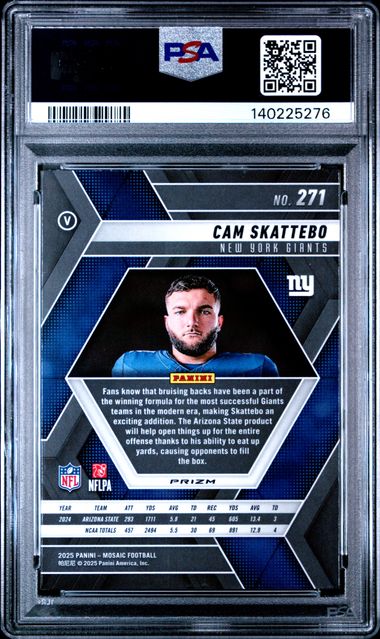 Graded 2025 Panini Mosaic Cam Skattebo #271 Silver Rookie RC Football
