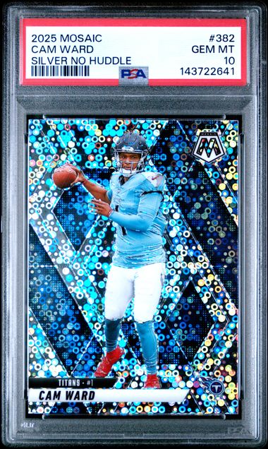 Graded 2025 Panini Mosaic Cam Ward #382 Silver No Huddle Rookie RC Football Card PSA 10 Gem Mint
