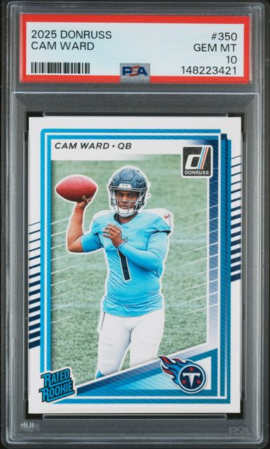 Graded 2025 Panini Donruss Cam Ward #350 Rookie RC Football Card PSA 10 Gem Mint