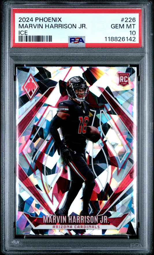 Graded 2024 Panini Phoenix Marvin Harrison Jr #226 Ice Rookie RC Football Card PSA 10 Gem Mint