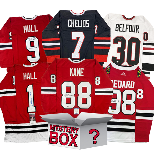 Autographed/Signed Chicago Hockey Jersey Mystery Box with PSA JSA or Beckett COA