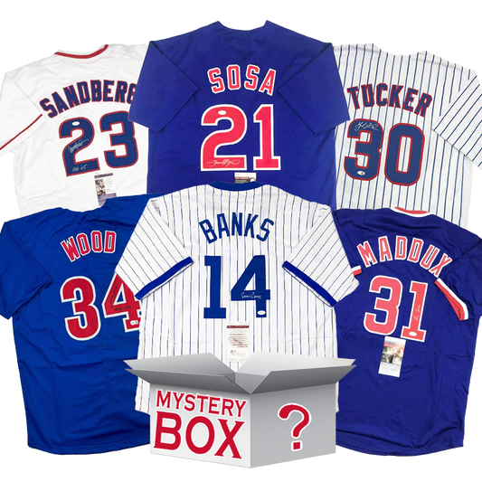 Autographed/Signed Chicago Baseball Jersey Mystery Box with PSA JSA or Beckett COA