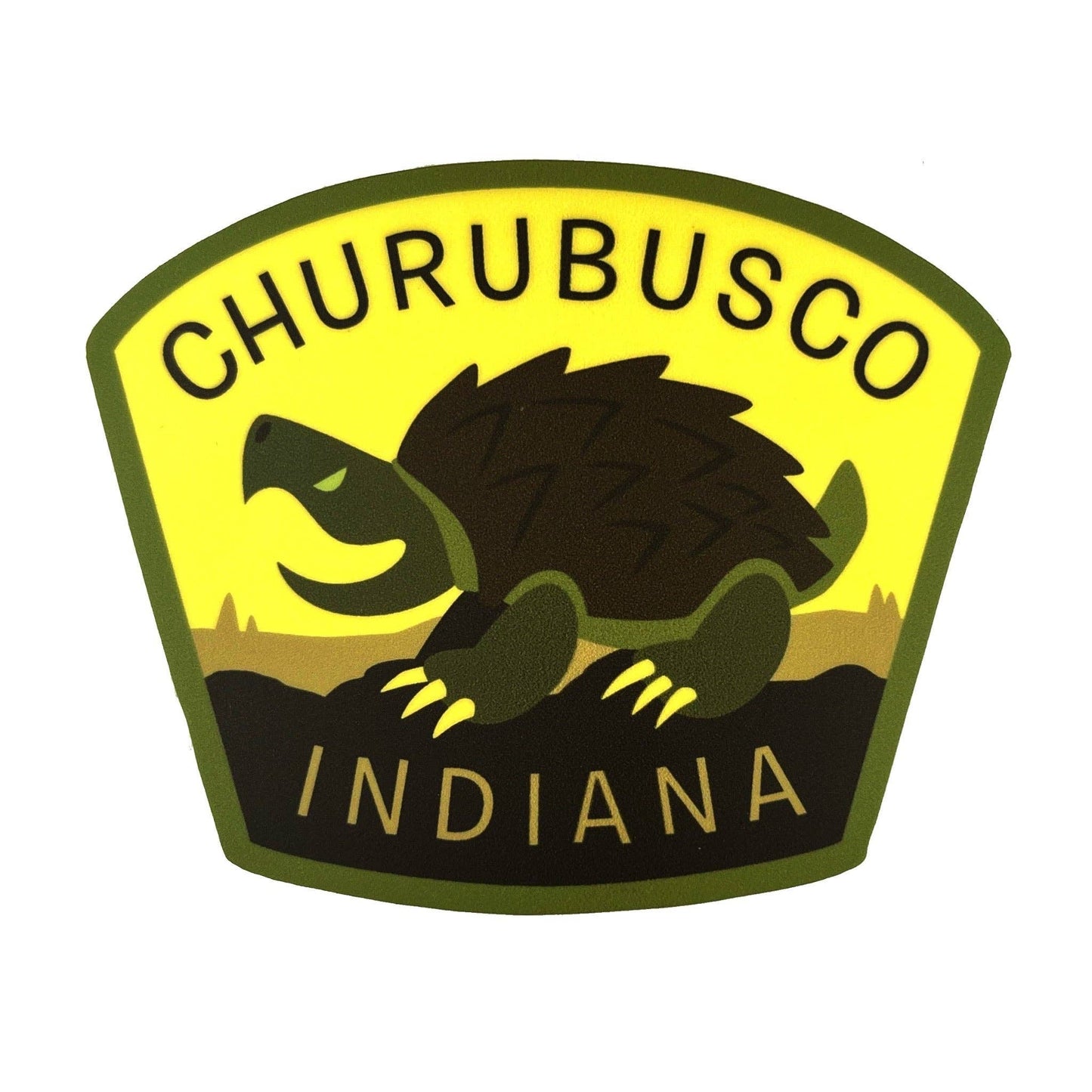 Churubusco, Indiana Travel Sticker - Golden Apple Comics