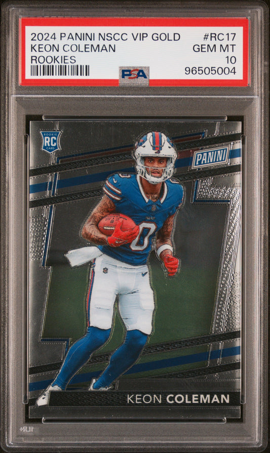 Graded 2024 Panini NSCC VIP Gold Keon Coleman #RC17 Rookies Rookie RC Football Card PSA 10 Gem Mint - Golden Apple Comics