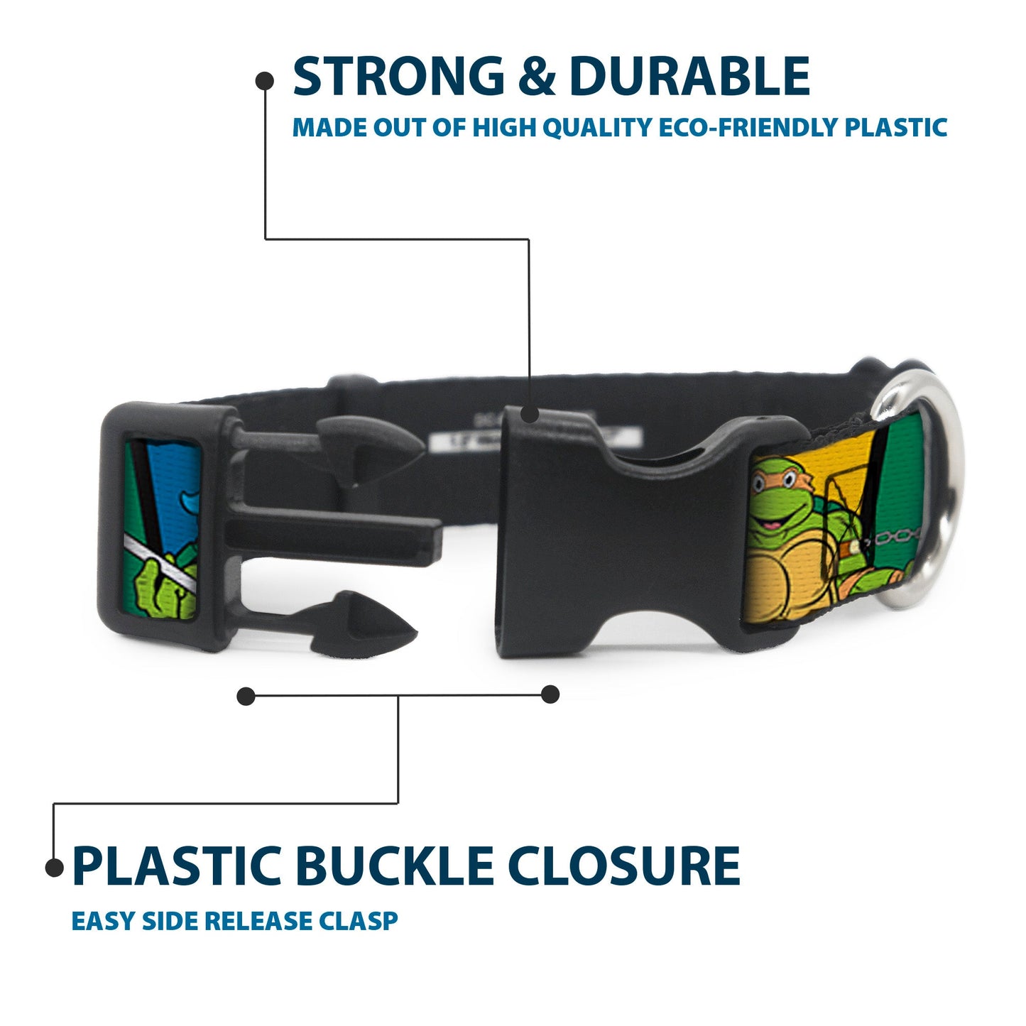 Plastic Clip Collar - Classic TEENAGE MUTANT NINJA TURTLES Group Pose3/TMNT Logo Green/Multi Color