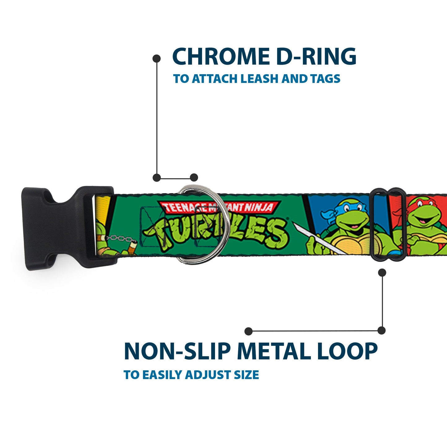 Plastic Clip Collar - Classic TEENAGE MUTANT NINJA TURTLES Group Pose3/TMNT Logo Green/Multi Color